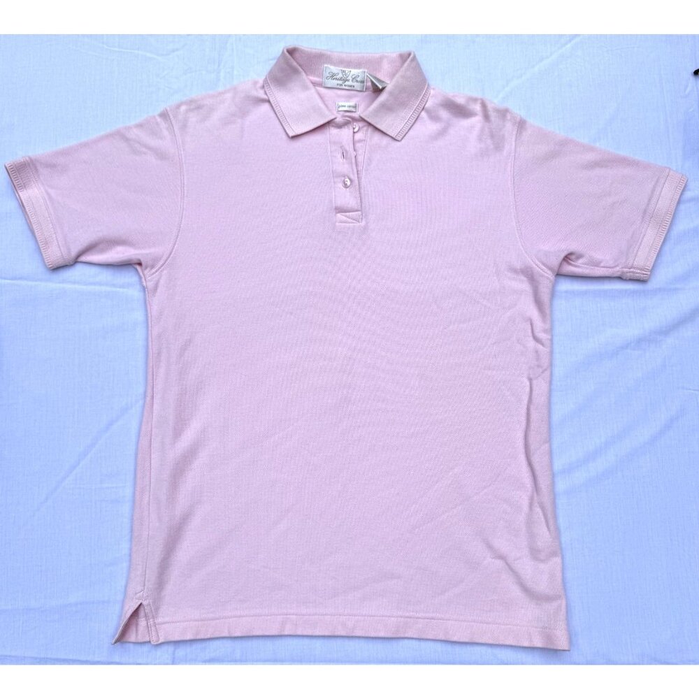 Heritage Cross Womens Polo Size Small Pink Short-Sleeve Polo Shirt Cotton